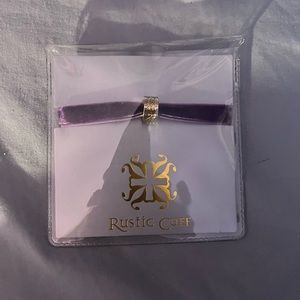 Purple rustic cuff bracelet / hair tie